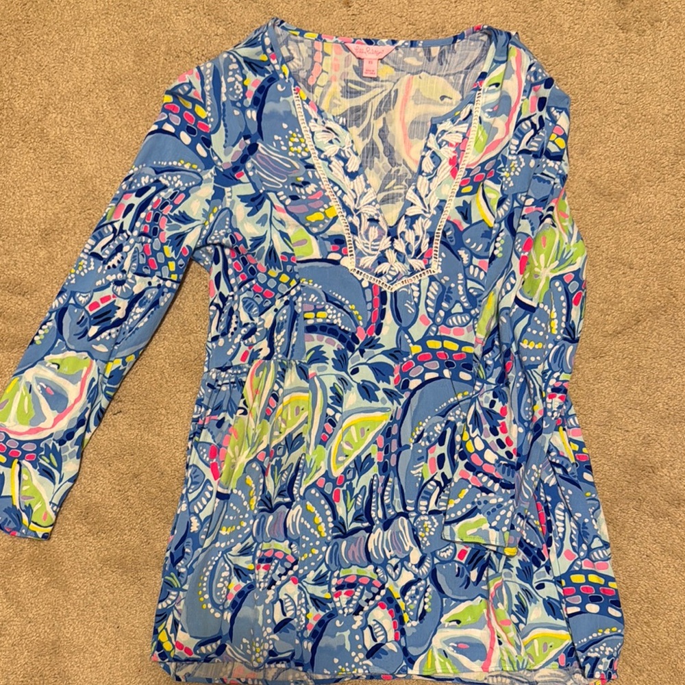Lilly Pulitzer Blue Patterned Top